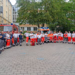 Briefing der Einsatzkräfte des BRKs zur Absicherung des Bayreuther Bürgerfestes.